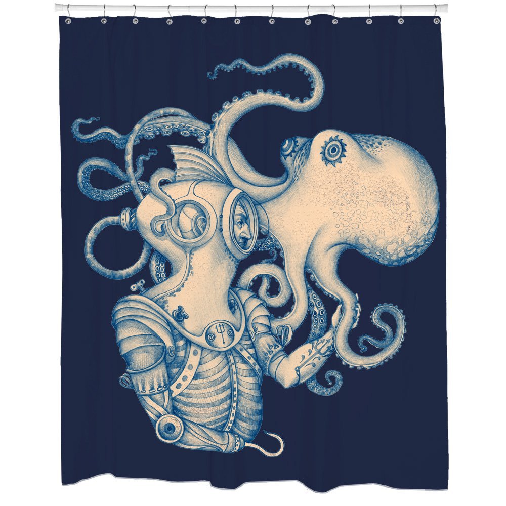 deep sea discovery octopus kraken shower curtain