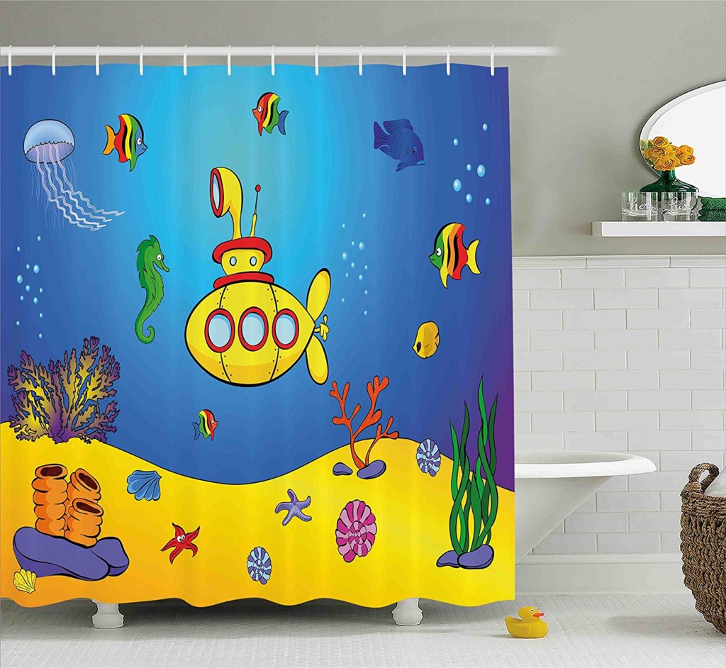 kids underwater shower curtains with marine life