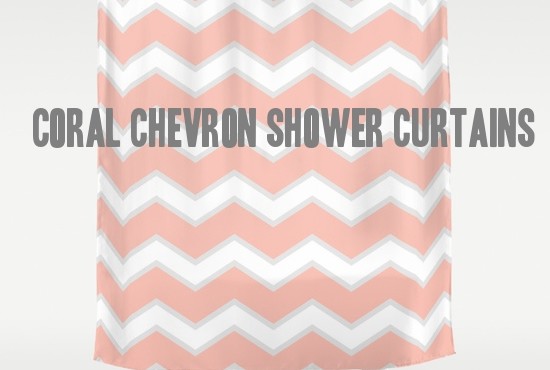 Coral Chevron Shower Curtains