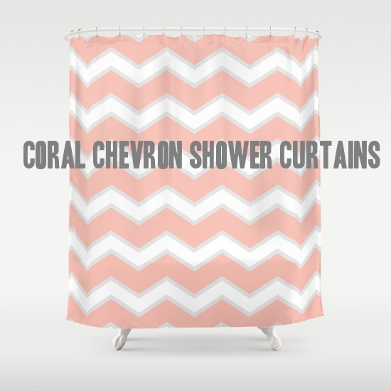 white and coral chevron print shower curtain reviews