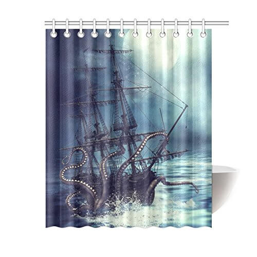 pirate ship kraken shower curtain sale