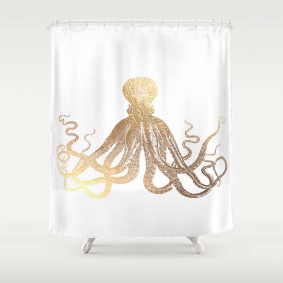 octopus fabric shower curtain