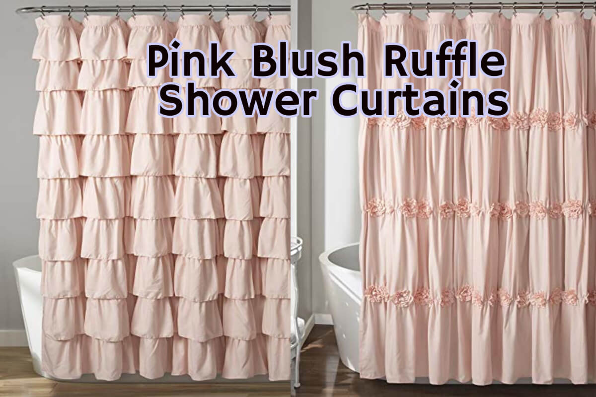 best ruffle fabric shower curtains - blush pink