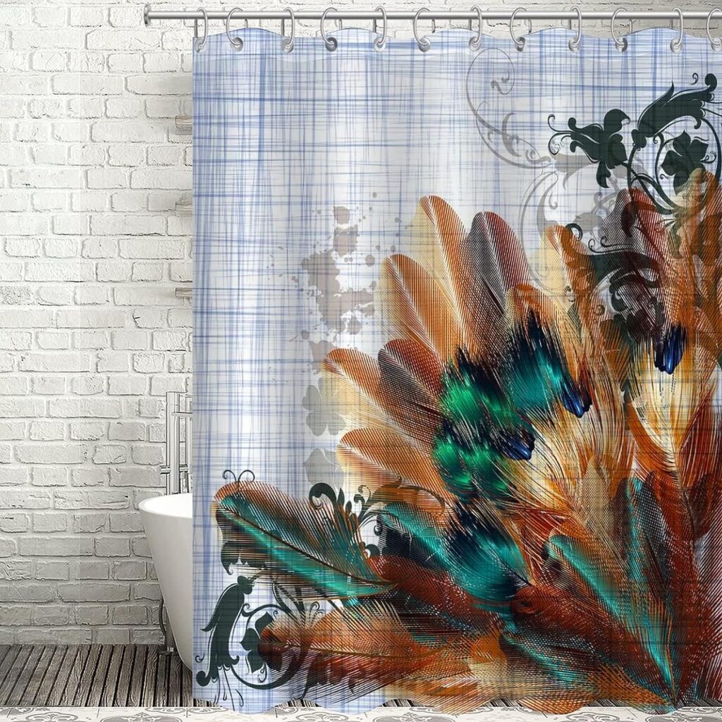 Peacock Shower Curtain for Bathroom Decor 72x90 Inch Asian Peacock Birds Animals Flowers Bathtub Accessories for Women Girl Waterproof Fabric with Hooks